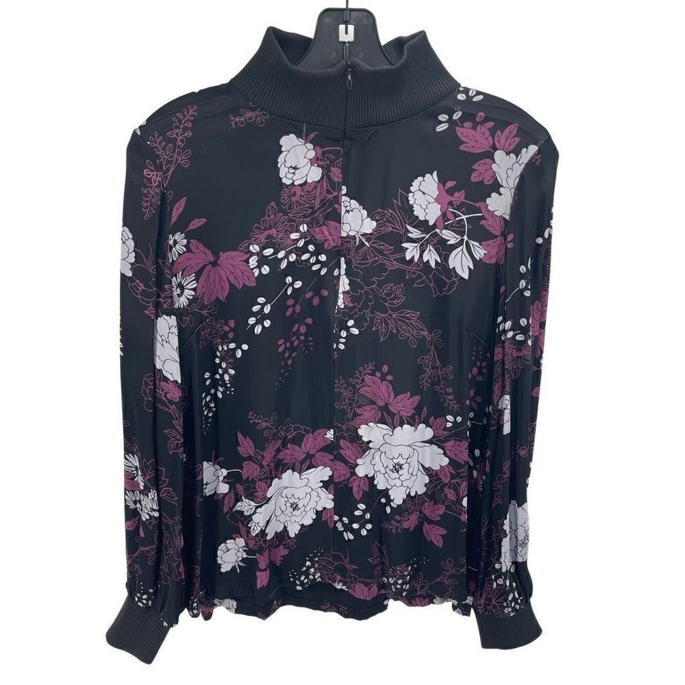 Just Female Womens Arche Blouse Quarter Zip Long Sleeve Floral Black Pink Small